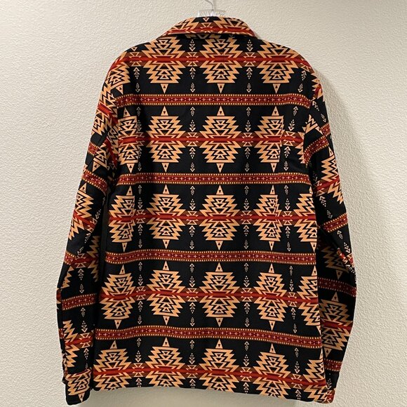 NOMAD By Craft & Flow Men's "Aztec Twill Shacket" Long Sleeve Black/Rust Size M - Picture 3 of 10